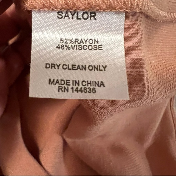 SAYLOR Daria Satin Mini Dress in Blush M Waist Tie - Picture 11 of 13